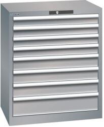 Lista műhelyfiókos szekrény, 717x572x850 mm, 8 fiók, szürke/ezüst