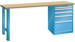 Lista Műhely munkapad LISTA, 1500x700x840 mm, 5 fiók, teherbírás 1500 kg, világoskék
