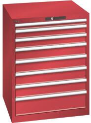 Lista műhelyfiókos szekrény, 717x725x850 mm, 8 fiók, piros