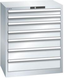 Lista műhelyfiókos szekrény, 7 fiók = 2x75 + 2x100 + 2x125 + 1x150mm, 717x572x850mm, szürke