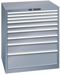 Lista műhelyfiókos szekrény, 870x725x1000 mm, 9 fiók, fiók teherbírás 200 kg, sötétszürke