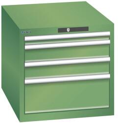 Lista műhelyfiókos szekrény, 564x725x533 mm, 4 fiók, zöld