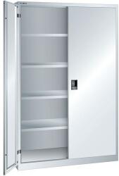 Lista műhelyszekrény polcokkal, 1250x580x1950 mm, tömör ajtók, szürke
