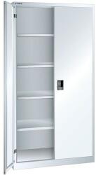 Lista műhelyszekrények polcokkal, 1000x400x1950 mm, plexi ajtók, fehér - manutan - 404 990 Ft