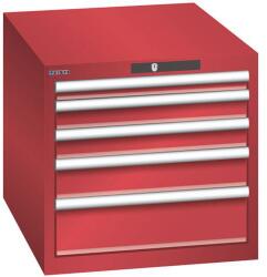 Lista műhelyfiókos szekrény, 564x725x533 mm, 5 fiók, piros