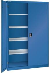 Lista műhelyszekrény polcokkal, 1250x500x1950 mm, tömör ajtók, sötétkék