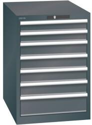 Lista műhelyfiókos szekrény, 7 fiók = 2 x 75 / 4 x 100 / 1 x 150, 564x725x800 mm, fekete