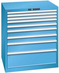 Lista műhelyfiókos szekrény, 870x725x1000 mm, 9 fiók, fiók teherbírás 200 kg, világoskék