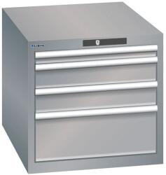 Lista műhelyfiókos szekrény, 564x725x533 mm, 4 fiók, szürke/ezüst