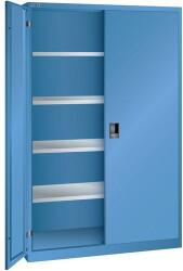Lista műhelyszekrény polcokkal, 1250x400x1950 mm, tömör ajtók, kék