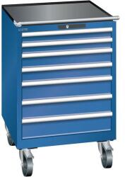 Lista mobil műhelyfiókos szekrény, 717x725x1112 mm, 7 fiók, sötétkék - manutan - 1 087 539 Ft