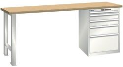 Lista Műhely munkapad LISTA, 1500x700x840 mm, 5 fiók, teherbírás 1500 kg, világosszürke