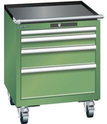 Lista mobil műhelyfiókos szekrény, 411x725x723 mm, 4 fiók, zöld