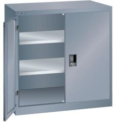 Lista műhelyszekrény polcokkal, 1000x400x1000 mm, tömör ajtók, sötétszürke