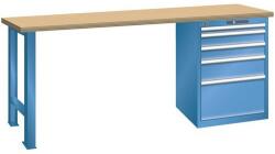Lista Műhely munkapad LISTA, 1500x700x840 mm, 5 fiók, teherbírás 1500 kg, kék