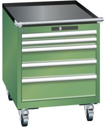 Lista mobil műhelyfiókos szekrény, 564x725x723 mm, 5 fiók, zöld