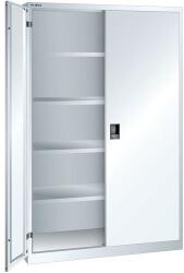 Lista műhelyszekrény polcokkal, 1250x580x1950 mm, tömör ajtók, fehér - manutan - 522 580 Ft