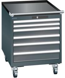Lista mobil műhelyfiókos szekrény, 564x725x723 mm, 6 fiók, fekete