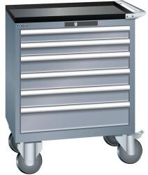 Lista mobil műhelyfiókos szekrény, 6 fiók = 717x572x962 mm, sötétszürke