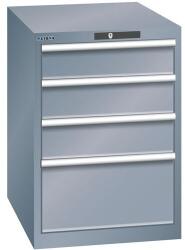 Lista műhelyfiókos szekrény, 564x725x850 mm, 4 fiók, sötétszürke