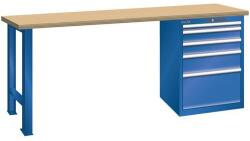 Lista Műhely munkapad LISTA, 1500x700x840 mm, 5 fiók, teherbírás 1500 kg, rikítókék
