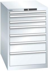 Lista műhelyfiókos szekrény, 7 fiók = 1x 50 + 2x 75 + 2x 100 + 1x 150 + 1x 200 mm, 564x725x850 mm, fehér