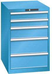 Lista műhelyfiókos szekrény, 5 fiók = 2x 100 + 1x 150 + 2x 200 mm, 564x725x850 mm, világoskék