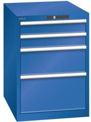 Lista műhelyfiókos szekrény, 564x725x800 mm, 4 fiók, rikítókék