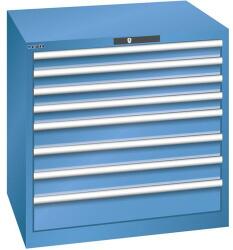 Lista műhelyfiókos szekrény, 870x725x850 mm, 8 fiók, fiók teherbírás 200 kg, kék