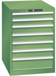 Lista műhelyfiókos szekrény, 7 fiók = 2 x 75 / 4 x 100 / 1 x 150, 564x725x800 mm, zöld