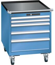 Lista mobil műhelyfiókos szekrény, 564x725x723 mm, 5 fiók, kék