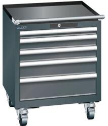 Lista mobil műhelyfiókos szekrény, 411x725x723 mm, 5 fiók, fekete