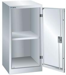 Lista műhelyszekrény polccal, 500x580x1000mm, teherbírás 60kg, szürke