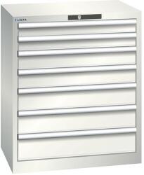 Lista műhelyfiókos szekrény, 7 fiók = 2x75 + 2x100 + 2x125 + 1x150mm, 717x572x850mm, világosszürke