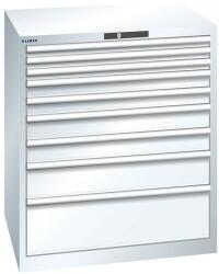 Lista műhelyfiókos szekrény, 870x725x1000 mm, 9 fiók, fiók teherbírás 75 kg, fehér