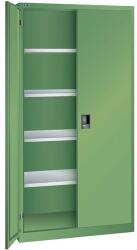 Lista műhelyszekrény polcokkal, 1000x580x1950 mm, tömör ajtók, zöld
