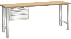 Lista Műhely munkapad LISTA, 1500x700x890 mm, teherbírás 600 kg, 3 fiók, világosszürke