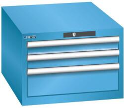Lista műhelyfiókos szekrény, 3 fiók = 2x 75 + 1x 150 mm, 564x725x383 mm, világoskék