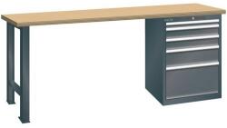 Lista Műhely munkapad LISTA, 1500x700x840 mm, 5 fiók, teherbírás 1500 kg, fekete