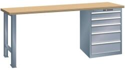 Lista Műhely munkapad LISTA, 1500x700x890 mm, teherbírás 1500 kg, 5 fiók, sötétszürke