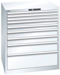 Lista műhelyfiókos szekrény, 870x725x1000 mm, 9 fiók, fiók teherbírás 200 kg, fehér