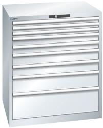 Lista műhelyfiókos szekrény, 870x725x1000 mm, 9 fiók, fiók teherbírás 200 kg, szürke