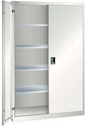 Lista műhelyszekrény polcokkal, 1250x580x1950 mm, tömör ajtók, világosszürke