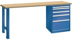 Lista Műhely munkapad LISTA, 1500x750x840 mm, 5 fiók, teherbírás 1500 kg, sötétkék