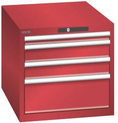 Lista műhelyfiókos szekrény, 564x725x533 mm, 4 fiók, piros
