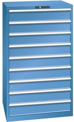 Lista műhelyfiókos szekrények, 9 fiók = 9x150mm, fiók teherbírás 75kg, 870x725x1450mm, kék