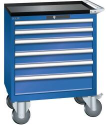 Lista mobil műhelyfiókos szekrény, 6 fiók = 717x572x962 mm, rikítókék