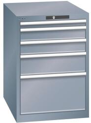 Lista műhelyfiókos szekrény, 564x725x800 mm, 5 fiók, sötétszürke