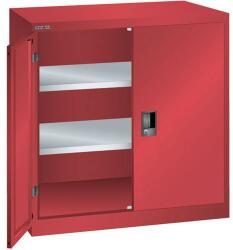 Lista műhelyszekrény polcokkal, 1000x500x1000 mm, tömör ajtó, piros