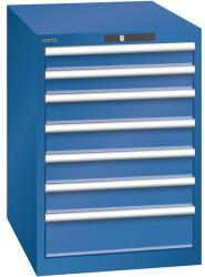 Lista műhelyfiókos szekrény, 7 fiók = 2 x 75 / 4 x 100 / 1 x 150, 564x725x800 mm, sötétkék